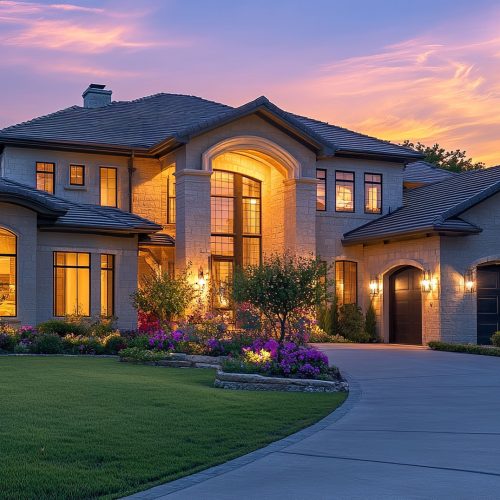 elegant-home-exterior-twilight-with-flowers-warm-soft-light-modern-inviting-landscaped (1) (1)