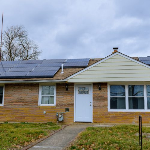 roof with solar panels photovoltaics house power ecoecological